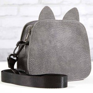 NEW Kitty Cat Ears Gray Shoulder Bag Purse w/ Adjustable/Removable Strap